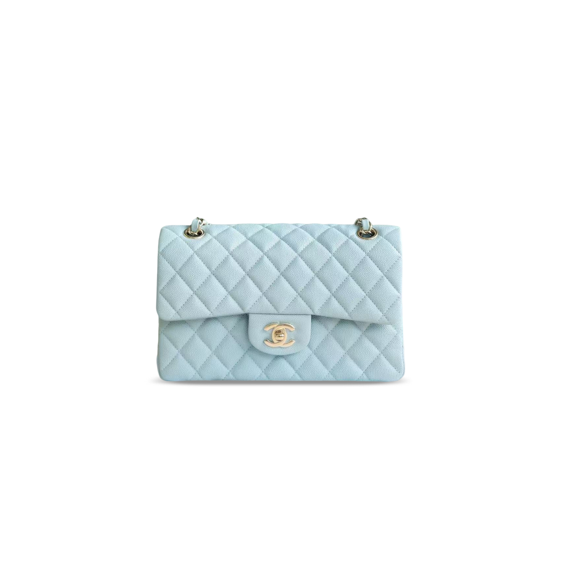 CHANEL MASTER QUILTED CALFSKIN SMALL CLASSIC FLAP BABY BLUE A01113 (23*14.5*6cm)